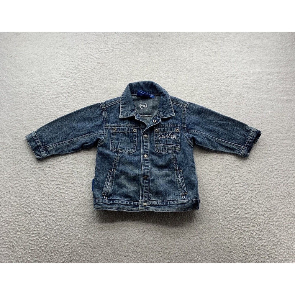 Phat Farm Jean Jacket Baby 18M Blue Denim Snaps Large Logo Trucker Streetwear